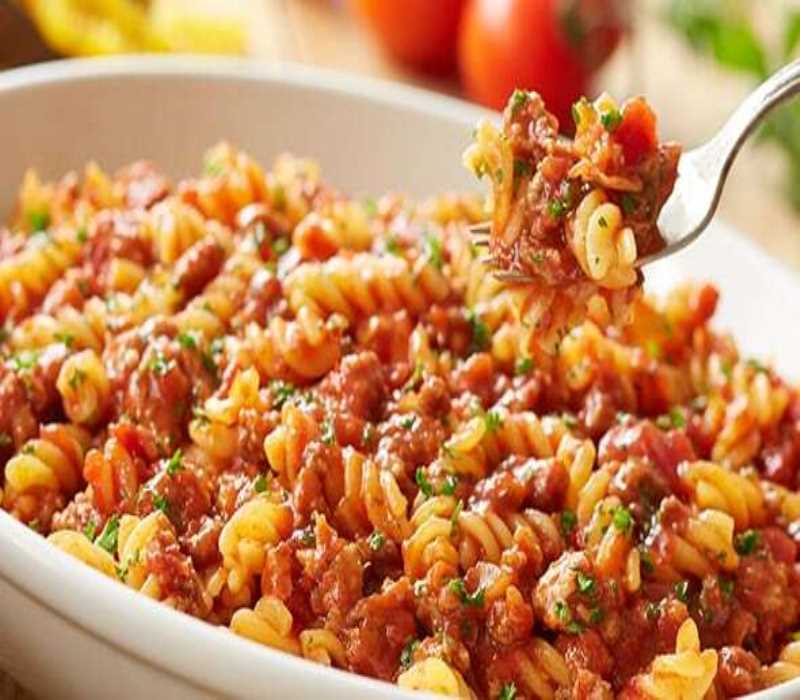 Rotini Pasta with Meat Sauce